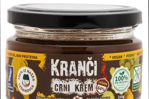 Kranči crni lešnik krem – 64% domaći lešnik, kakao puter, niskomasni kakao prah i kokosov šećer.