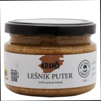Kranči lešnik puter 100% – domaći lešnik, lagano pečen, bez dodatih ulja i aditiva.