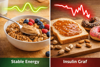 poređenje stabilne energije nut buttera i insulinskog kraha šećera