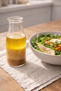 dresing za salatu sa lešnikovim puterom jabukovim sirćetom i rukolom