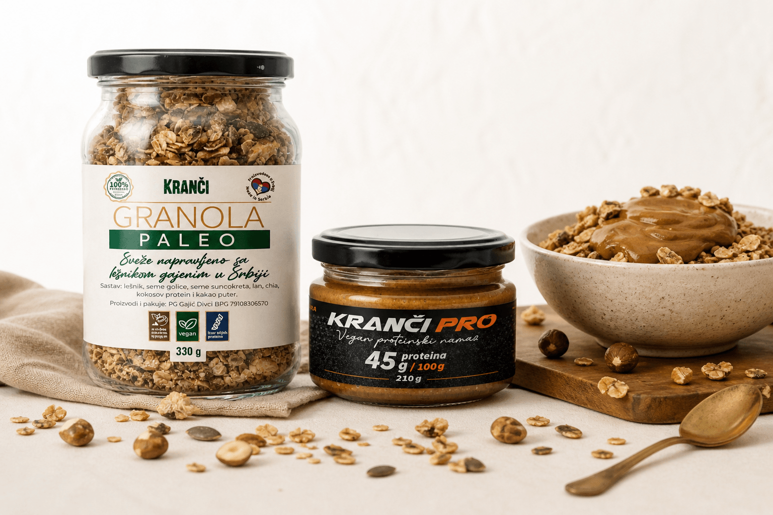 kranci-pro-paleo-grarnola-bez-secera Kranči PRO Snack Paket – Proteinski krem + Paleo granola bez šećera - Slika 1
