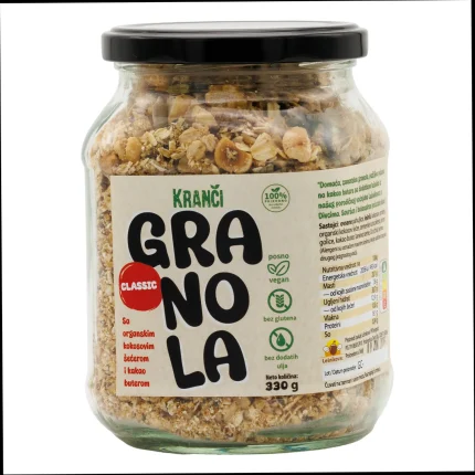 Kranči Granola Classic 330g &ndash; hrskava domaća granola od ovsa, le&scaron;nika i kokosovog &scaron;ećera
